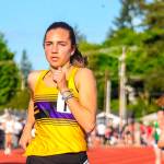 Issaquah Eagles sophomore Julia David-Smith captured first place at the 2019 KingCo Championships in the 4A girls 3,200 with a time of 10:59.05 on May 8 at Lake Washington High School in Kirkland. David-Smith also earned a first-place finish in the 1,600 with a time of 5:00.37. Photo courtesy of Don Borin/Stop Action Photography