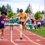 Issaquah Eagles sophomore Matt Wilkinson (center) captured eighth place in the 300 hurdles at the Class 4A state track meet in Tacoma. Photo courtesy of Don Borin/Stop Action Photography