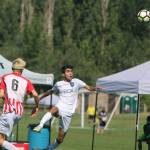 Issaquah-based ISC Gunners FC players compete against Redmond-based Crossfire Select (donning stripes) in a boys U19 match on July 26 at the 2019 Crossfire Select Cup at 60 Acres Park in Redmond. ISCs B01 PSPL squad and Crossfires B02 Toon squad tied, 1-1. The three-day tournament featured 265 boys and girls teams in different age divisions from across Washington, Oregon, British Columbia and Hawaii. Andy Nystrom/ staff photo