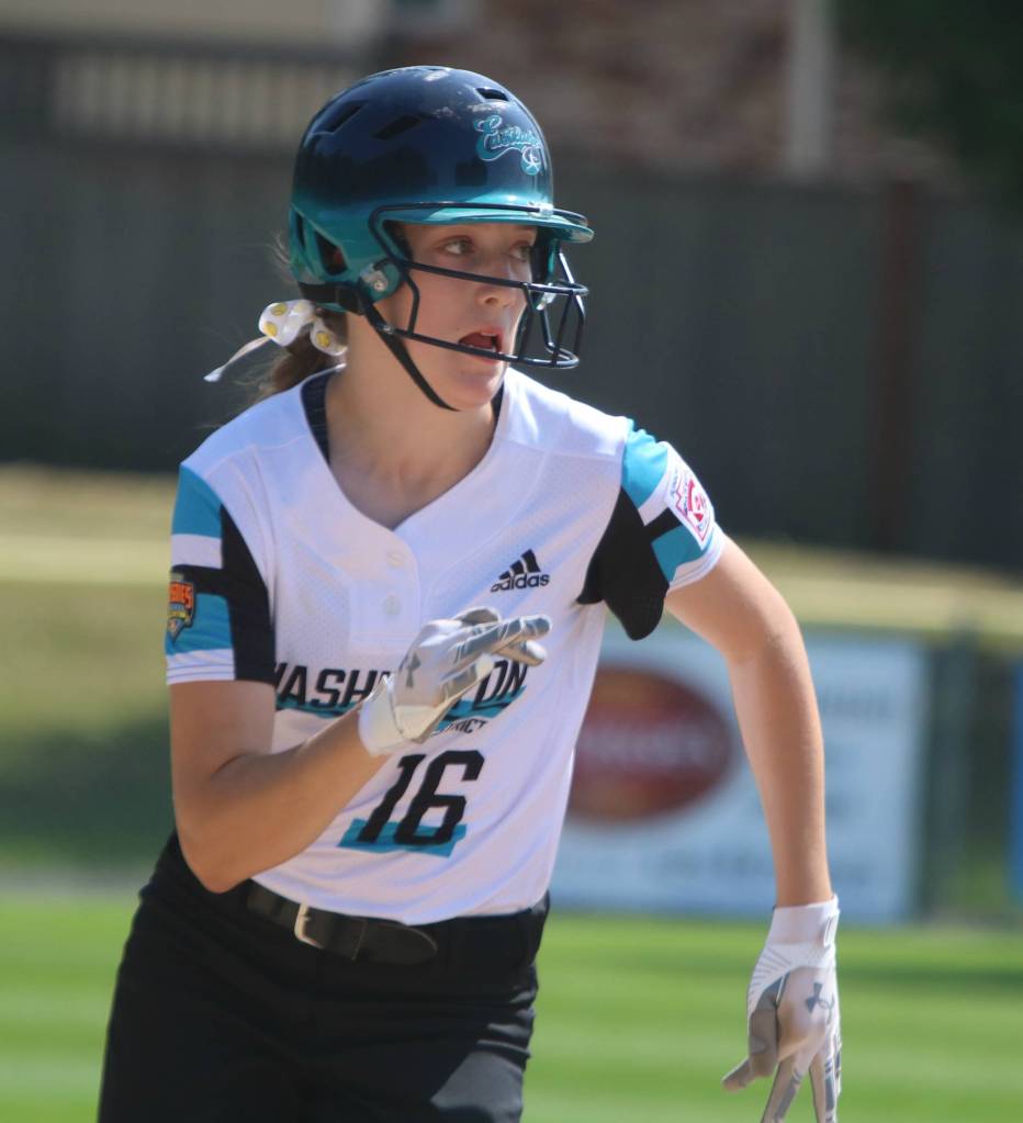 Abby McNear heads toward third base against Central. Andy Nystrom/ staff photo