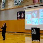 Madison Miller / staff photo                                Dr. Nicole Yarid, associate medical examiner with the King County Medical Examiners Office, tells parents and community members more about fentanyl including what it is, its symptoms and side effects, and what to do if someone is overdosing at the Drug Alcohol Use in Our Community event on Oct. 16.