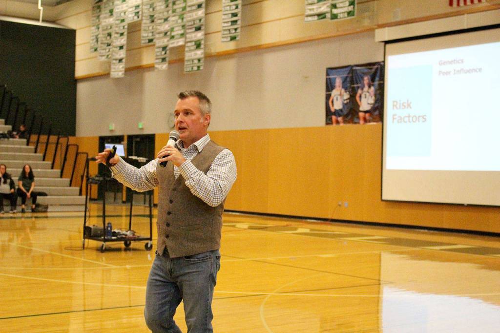 Influence the Choice executive director, Jerry Blackburn, gives parents and community members resources and information on how to address to youth about substance abuse at the Drug Alcohol Use in Our Community event on Oct. 16. Madison Miller / staff photo