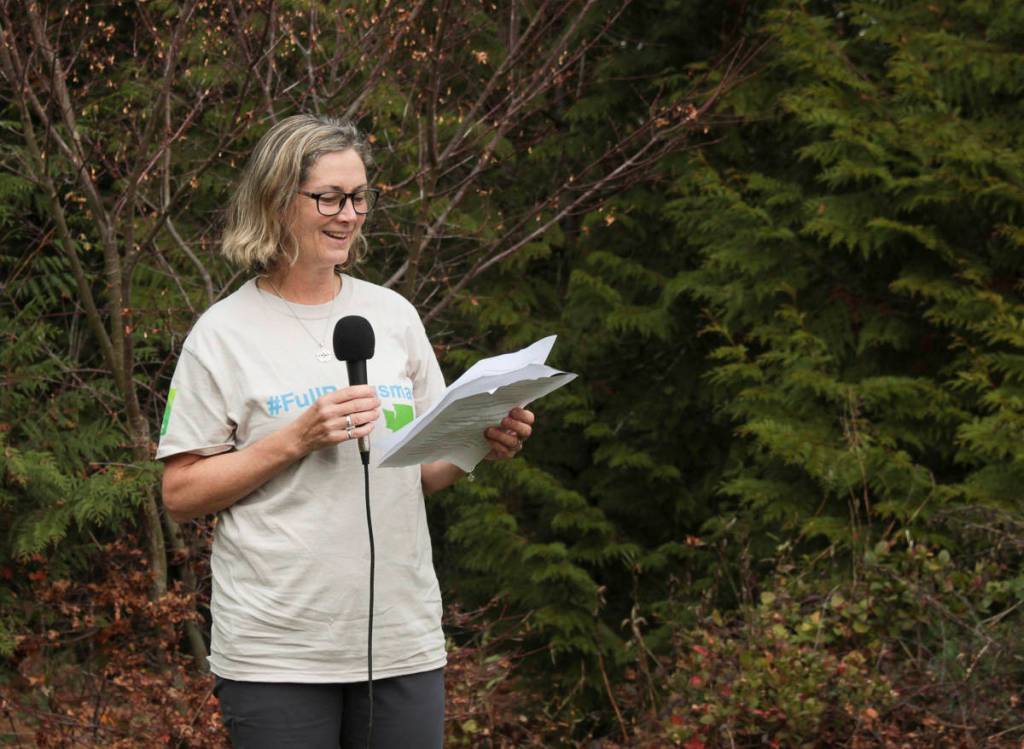 Issaquah Mayor Mary Lou Pauly speaks during the Nov. 13 Bergsma celebration. Natalie DeFord/staff photo
