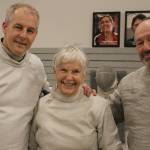 Madison Miller / staff photo                                Washington Fencing Academy (WFC) Veteran Fencing World Championship athletes: Mark Lundborg, Ellen OLeary and Jeff Gueble.