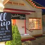 A sign for the Historic Shell Holiday shop in front of the Stations exterior. The shop runs weekends Thanksgiving through Christmas in downtown Issaquah. Courtesy photos.