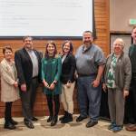 The new Issaquah City Council, from left: Mayor Mary Lou Pauly, Councilmember Stacy Goodman, Deputy Council President Chris Reh, Council President Victoria Hunt, Councilmember Lindsey Walsh, Councilmember Tola Marts, Councilmember Barbara de Michele, Councilmember Zach Hall. Natalie DeFord/Staff photo