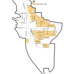 A map showing the areas zoned as single family-duplex in the Olde Town Neighborhood. Courtesy of the City of Issaquah.