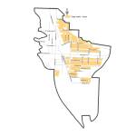 A map showing the areas zoned as single family-duplex in the Olde Town Neighborhood. Courtesy of the City of Issaquah.