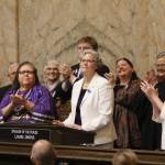 Rep. Laurie Jinkins, D-Tacoma, was sworn in Jan. 13, 2020, as Speaker of the House. Photo by Cameron Sheppard, WNPA News Service