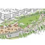 Courtesy of the city of Issaquahs website                                A rendering of a section of a future park in Issaquah. High Street will be closed and converted into a multi-use trail and linear park.