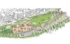 Courtesy of the city of Issaquahs website                                A rendering of a section of a future park in Issaquah. High Street will be closed and converted into a multi-use trail and linear park.