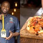 Greater Issaquah Chamber of Commerce / courtesy photo                                Levitate Gastropub executive chef Pa Jallow holds the golden spatula he won for creating the best Salmon-based appetizer for the Issaquah Epicurean Experience contest in 2019.