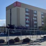 The Red Lion Inn at 1 South Grady Way in Renton is being used as temporary site to relocate individuals experiencing homelessness during the COVID-19 pandemic. Olivia Sullivan/staff photo.