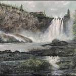 Snoqualmie Falls; Oil on Canvas by Gayll Morrison. The Art Gallery of Sno Valley has a virtual gallery tour where you can see local artists interpretations of the Falls and other familiar subjects.