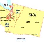 Area code map of Washington. (NANPA)