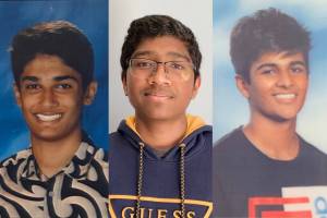 Left: Ishan Misro, middle: Sathvik Kanuri, right: Viraaj Singh (photo credit: PeerGuide.org)