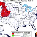 Map of July fire outlook for the West. (National Interagency Fire Center)