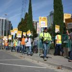 NW Carpenters Union members strike in front of downtown Bellevue construction site (photo by Cameron Sheppard)