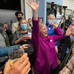 King County Councilmember-elect Sarah Perry and a celebration photo, courtesy of her campaign manager Robby Paige.