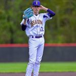 Maxwell Goldberg (#22) readies to pitch at the May 7 game. Courtesy of Patrick Krohn.