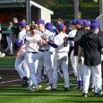 The Issaquah High School baseball team celebrates their May 10 win against Skyline. Courtesy of Patrick Krohn.