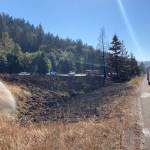 Eastside Fire and Rescue responds to a large brush fire July 25 on Interstate 90 near High Point Way east of Issaquah. Courtesy photo