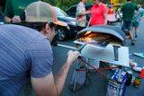 A runner starts to cook their pizza at the potluck after a long run. (Photo courtesy of Kelly Jiang)