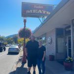 Josh and Corissa McGehe stand out front of their shop, Fischer Meats. (Photo by Cameron Sires)