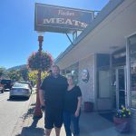 Josh and Corissa McGehe stand out front of Fischer Meats. (Photo by Cameron Sires)
