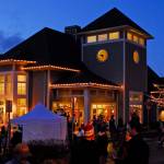 Blakely Hall lit up for the holiday pop-up market (Photo courtesy Issaquah Highlands)