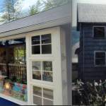 Some buildings, such as Nick's Shop, built in the 1920s, and Pedegana House in 1977, were combined once moved to Gilman Village. Each building has been renovated with modern materials, some rebuilt with a second story and old fixtures repurposed into new uses — such as garages adjoined to the older buildings became windows that slide open on warm days. (Photo courtesy of the Gilman Village)