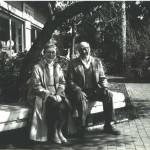 Ruth and Marvin Mohl sit on a bench in Gilman Village. The Village, which once held 27 shops, now holds over 40. (Photo courtesy of the Gilman Village)