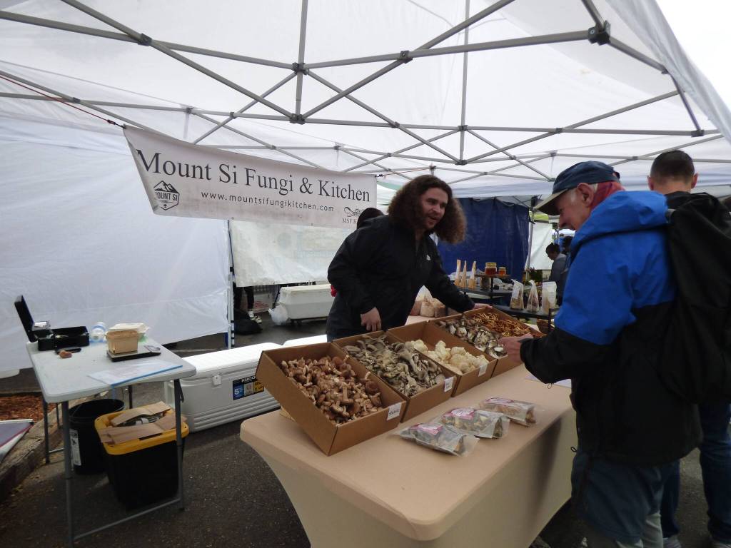 Mount Si Fungi & Kitchen offered a selection of fresh Shiitake, Blue Oyster, Black Oyster, Cinnamon Cap and Lions Mane mushrooms. (Cameron Sires/ Sound Publishing)