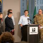 Gov. Bob Ferguson speaking to people about the December 2025 atmospheric flooding. COURTESY PHOTO, The Governors Office.