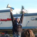 Alex Nemirovsky, a Liberty High School senior, speaks passionately to the crowd. Photo by Bailey Jo Josie/Sound Publishing