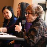 State Sen. Lisa Wellman of the 41st Legislative District, right, speaks at a town hall on Feb. 21 as Rep. My-Linh Thai (left) and Rep. Janice Zahn listen. The event took place at the Mercer Island Community and Event Center. Andy Nystrom/ staff photo
