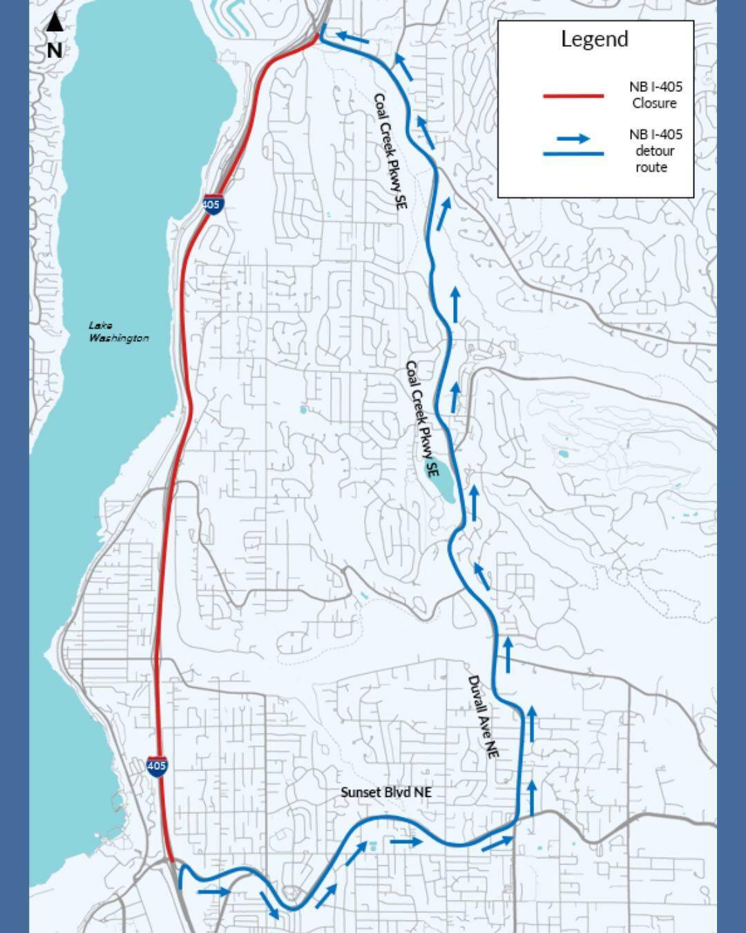 Northbound I-405 to close this weekend in Renton and Bellevue