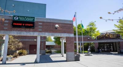 Photo by Olivia Vanni/Sound Publishing
The outside of Henry M. Jackson High School on Wednesday, April 29, 2026 in Mill Creek, Washington.