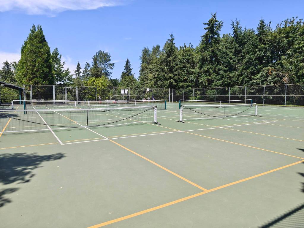 Lake Boren Park in Newcastle with pickleball nets ready to go. Ben Ray / The Reporter